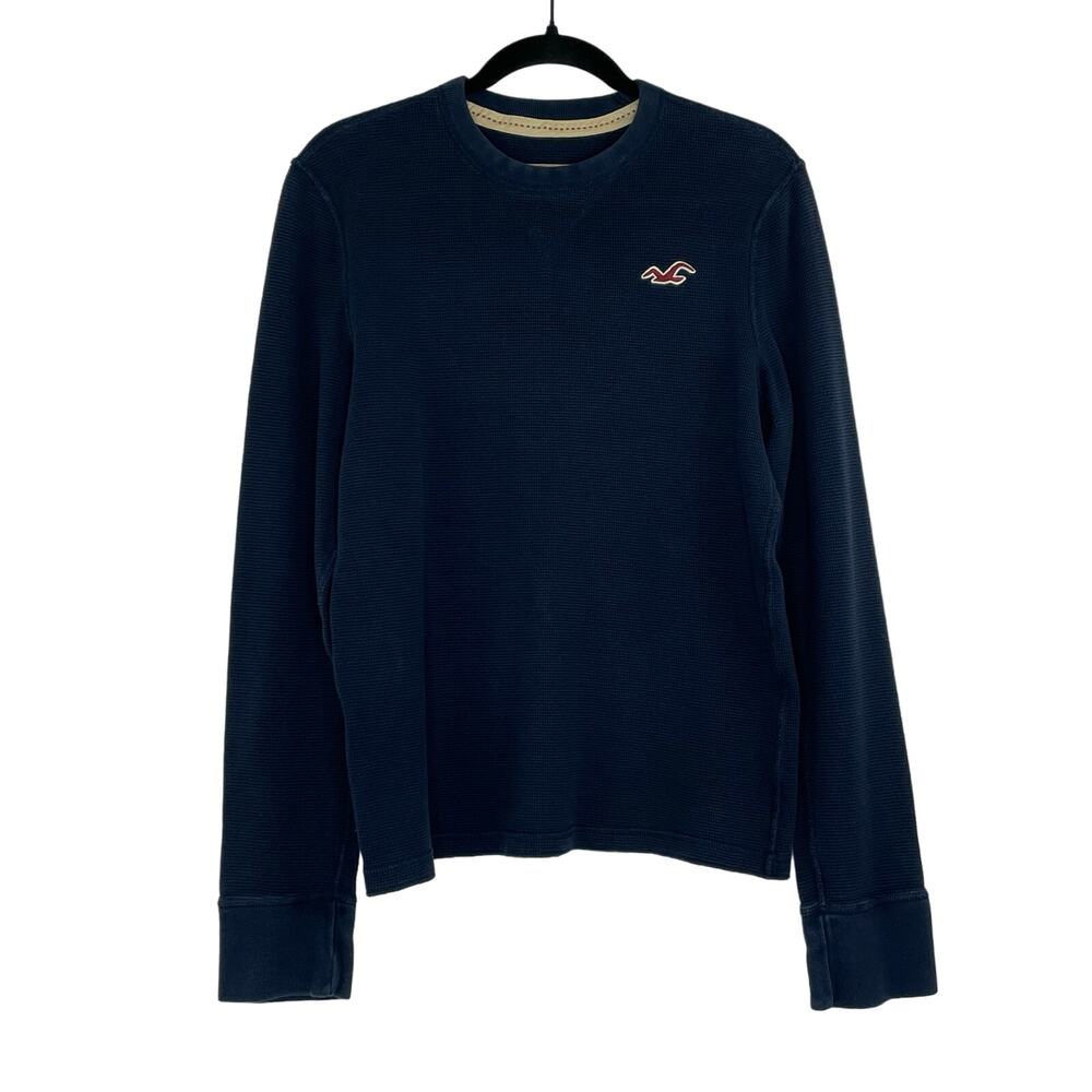 Hollister blue waffle long sleeve casual shirt men's medium 100% Cotton